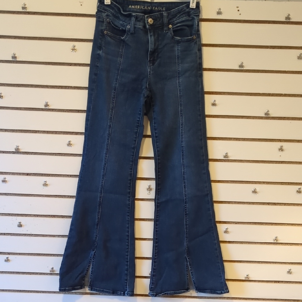 American Eagle Outfitters Dark Blue Wide Leg Jeans